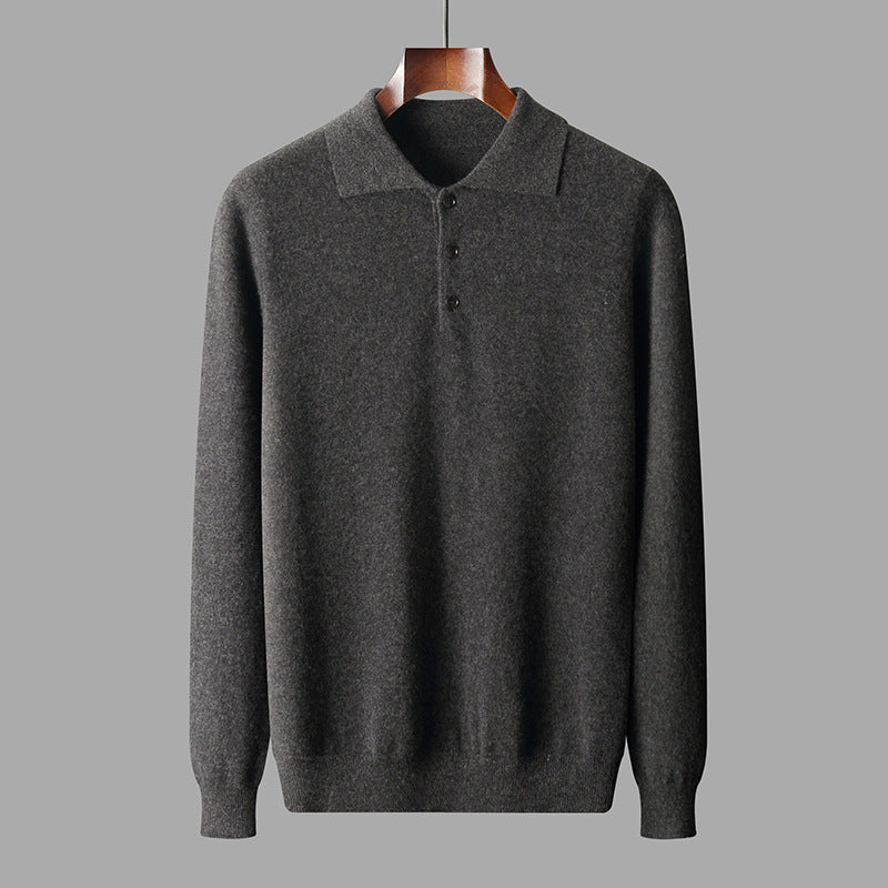 Harrison Men’s Polo Sweater – Wool Knit with Classic Collar & Ribbed Finish