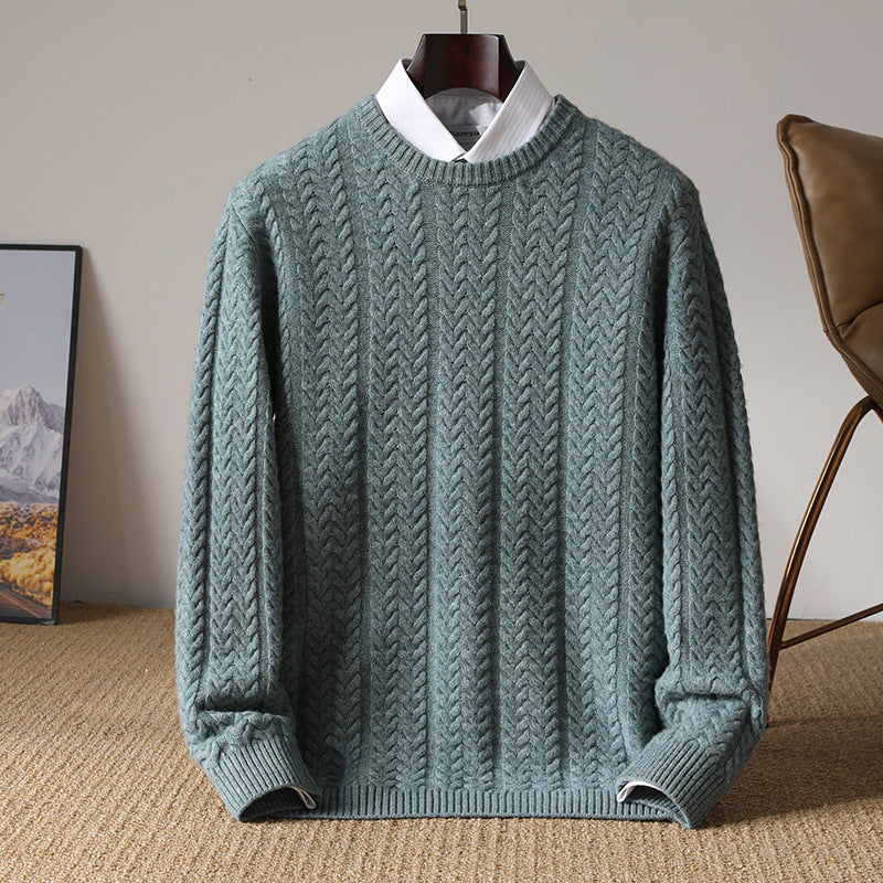 Fraser Men’s Cable Knit Sweater – Textured Knit Crewneck Sweater