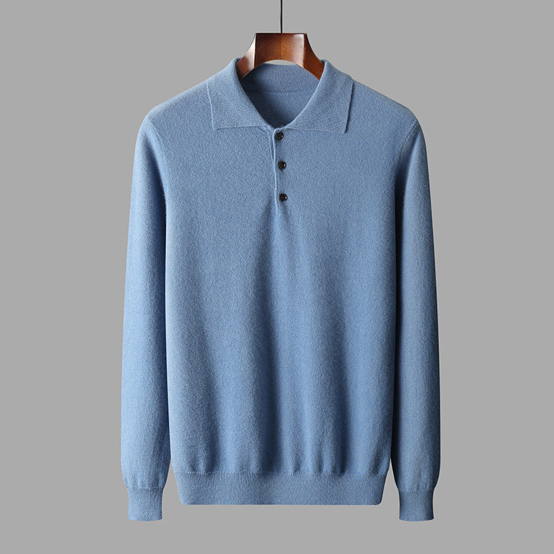 Harrison Men’s Polo Sweater – Wool Knit with Classic Collar & Ribbed Finish