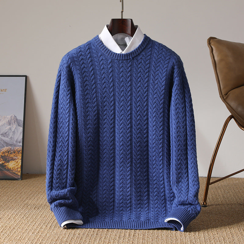 Fraser Men’s Cable Knit Sweater – Textured Knit Crewneck Sweater