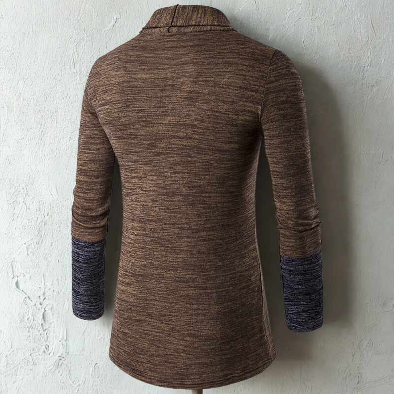 Liam Men’s Knitted Cardigan – Contrast Colour Block Lightweight Sweater