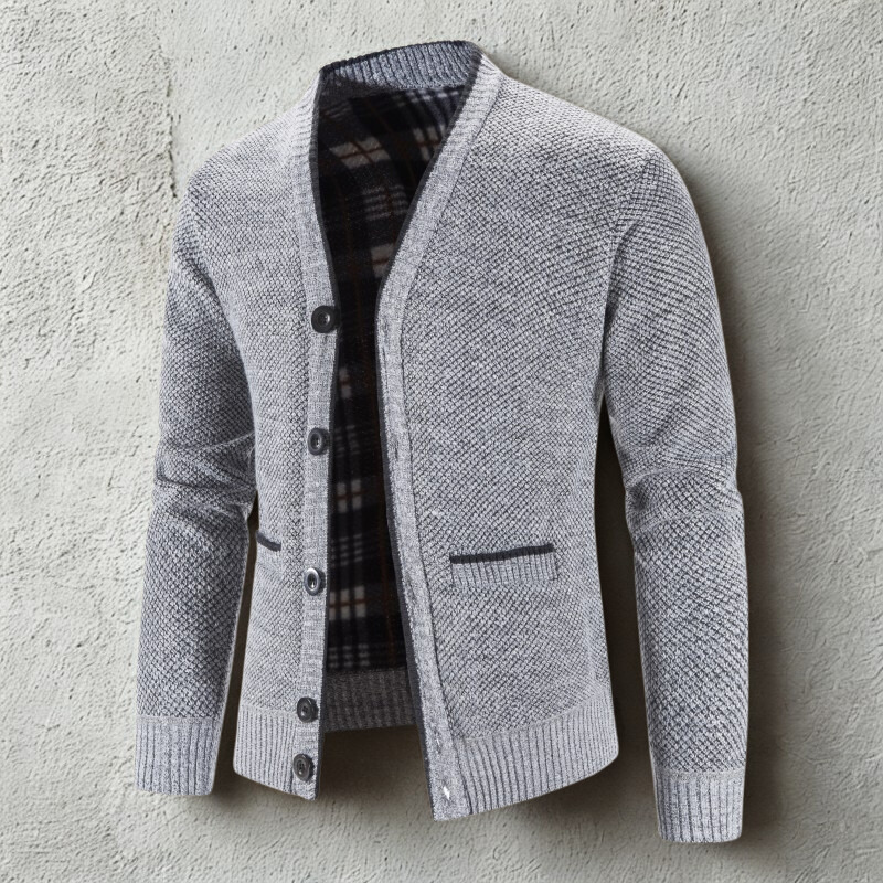 Ravon Men’s Wool Cardigan – Slim Fit V-Neck Button Front Sweater