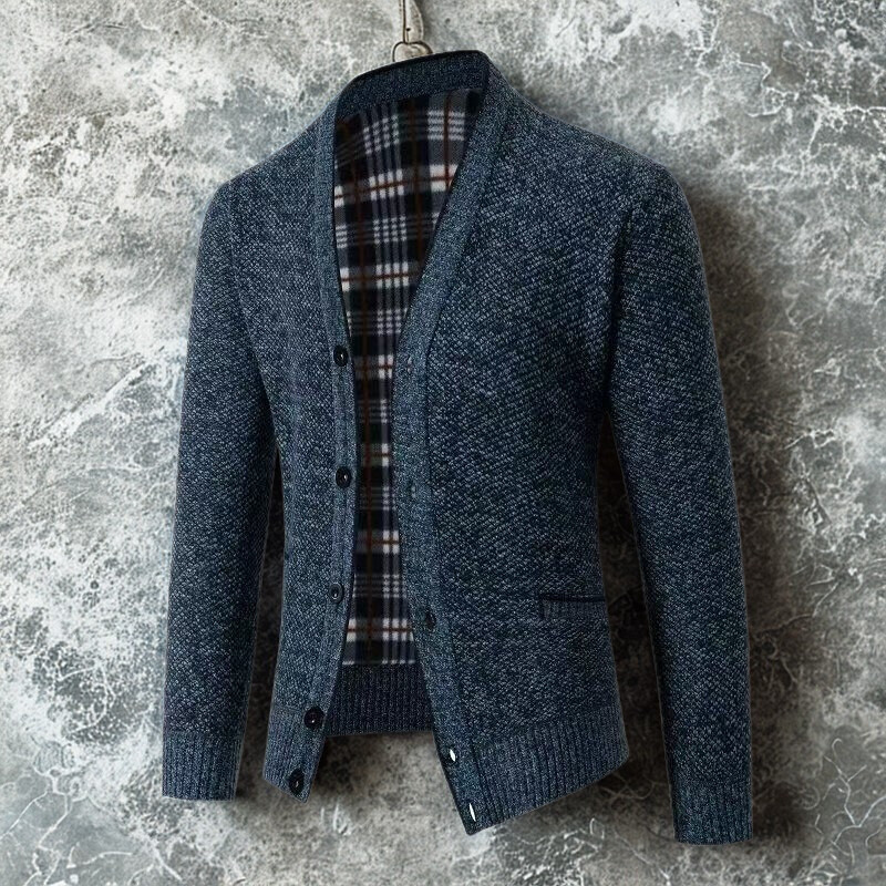 Ravon Men’s Wool Cardigan – Slim Fit V-Neck Button Front Sweater