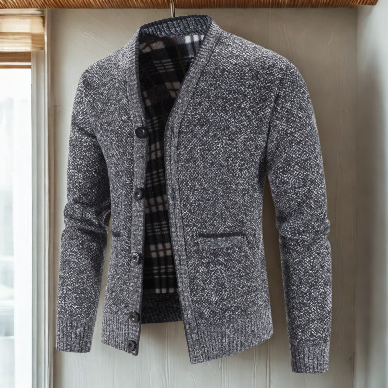 Ravon Men’s Wool Cardigan – Slim Fit V-Neck Button Front Sweater