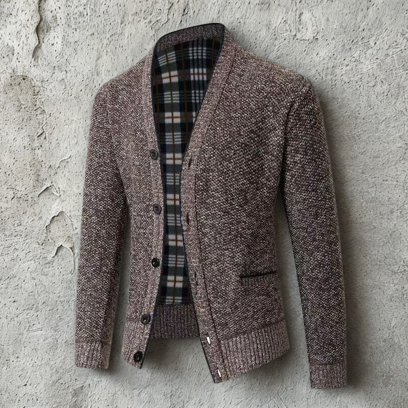 Ravon Men’s Wool Cardigan – Slim Fit V-Neck Button Front Sweater