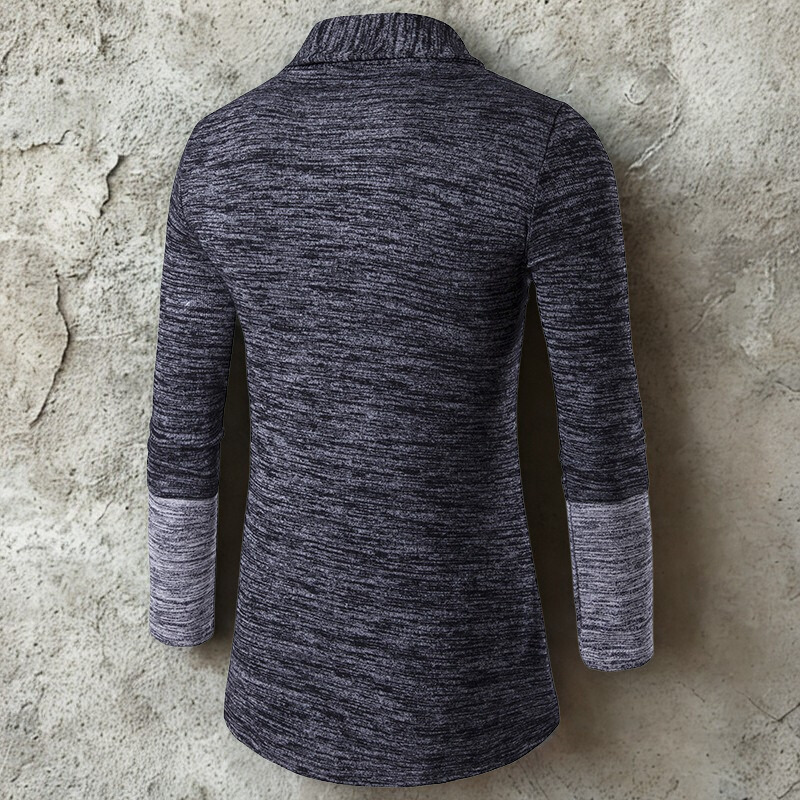 Liam Men’s Knitted Cardigan – Contrast Colour Block Lightweight Sweater