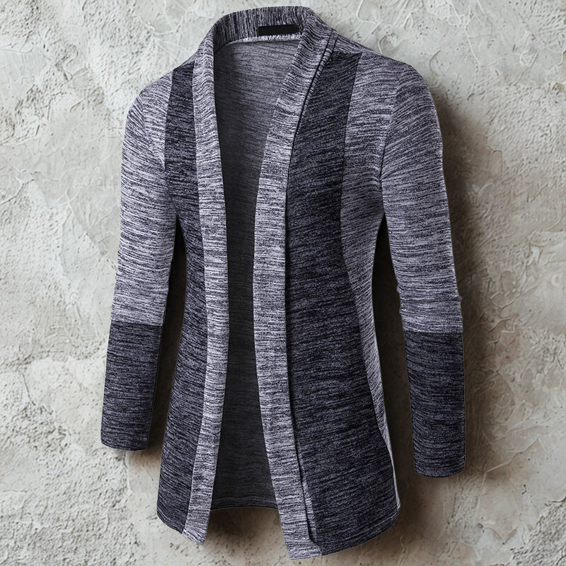 Liam Men’s Knitted Cardigan – Contrast Colour Block Lightweight Sweater
