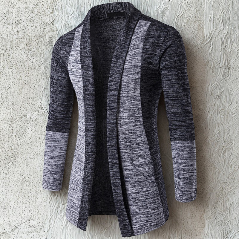 Liam Men’s Knitted Cardigan – Contrast Colour Block Lightweight Sweater