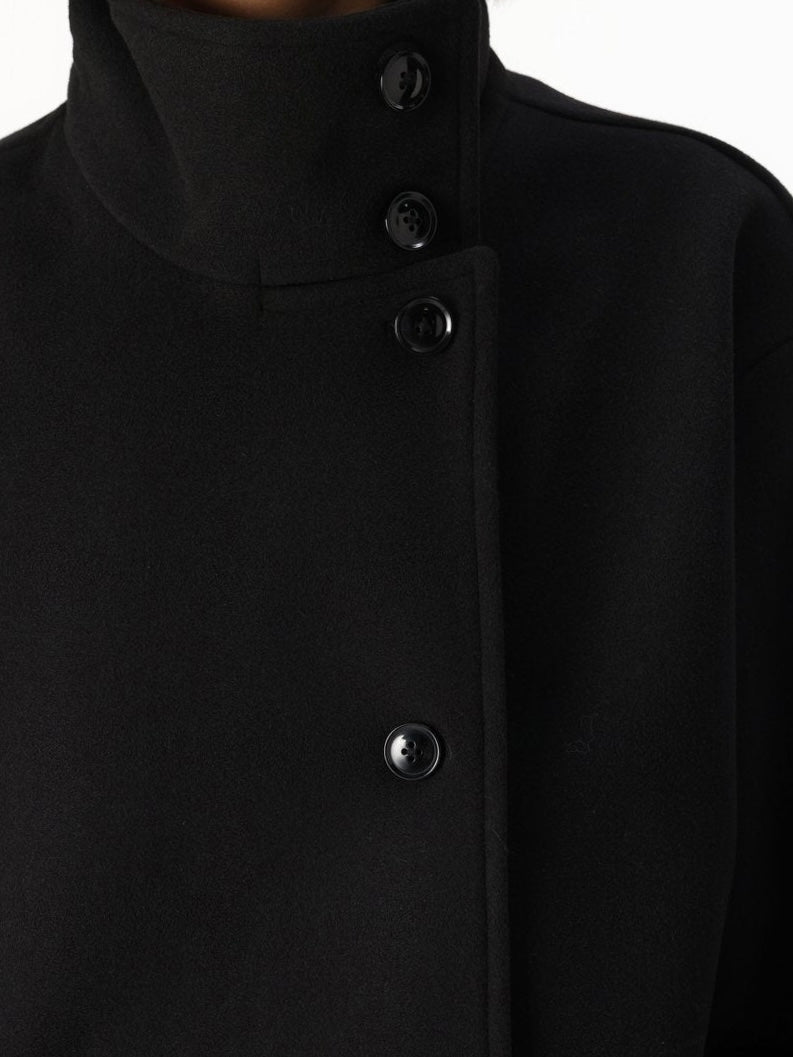Roxanne Women’s Wool Coat – High-Neck Buttoned-Up Wool Jacket