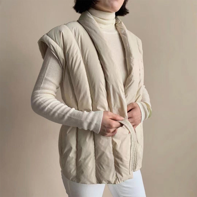 Alessia Women’s Puffer Vest – Soft Wrap Belted Down Gilet