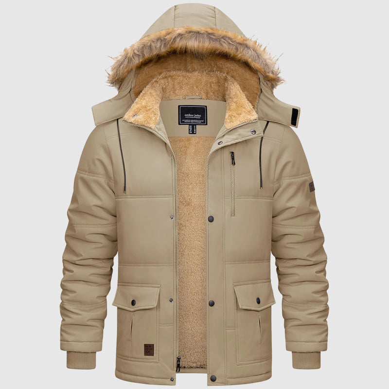 Lisbon Men’s Fleece-Lined Hooded Parka – Water-Repellent Winter Insulated Coat