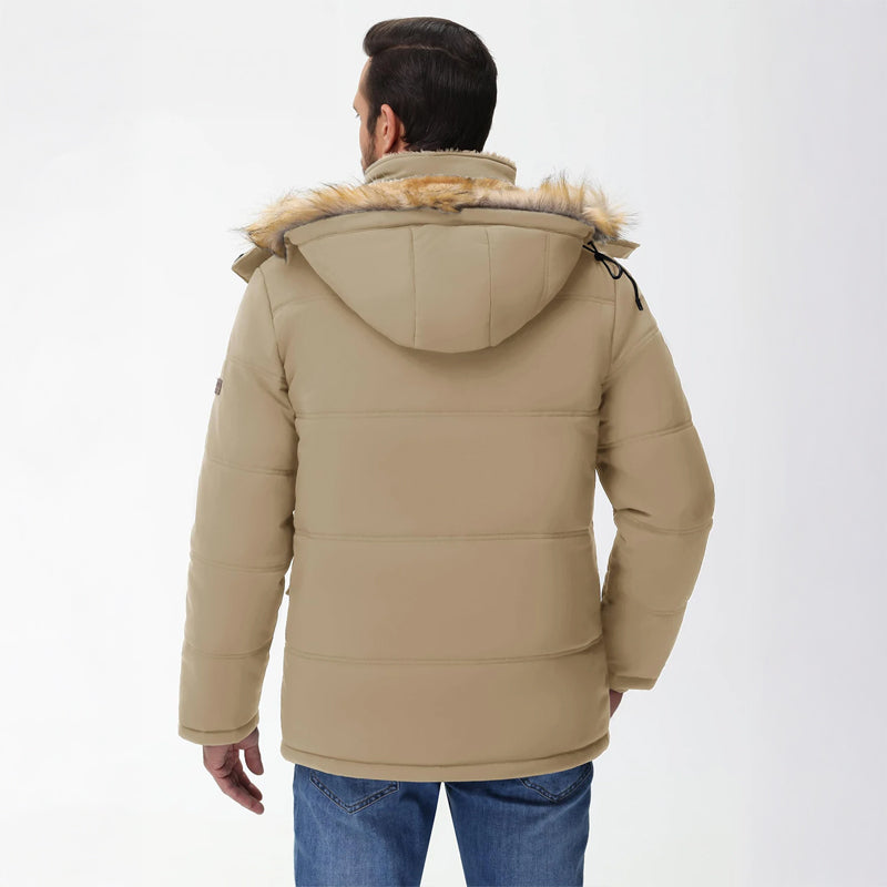 Lisbon Men’s Fleece-Lined Hooded Parka – Water-Repellent Winter Insulated Coat