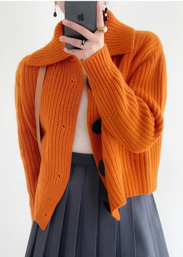 Claudine Women’s Button Up Cardigan – Knit Blend with Peter Pan Collar