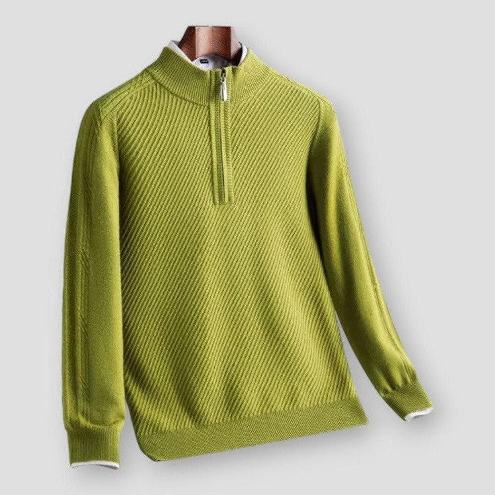 Ricky Men’s Quarter Zip Sweater – Acrylic Knit with Stylised Collar