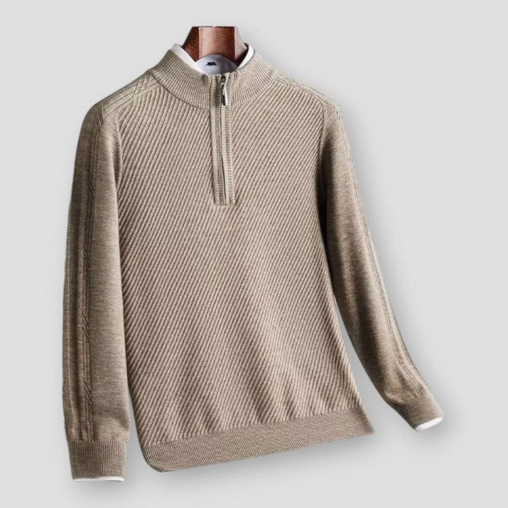 Ricky Men’s Quarter Zip Sweater – Acrylic Knit with Stylised Collar