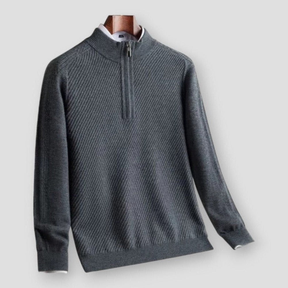 Ricky Men’s Quarter Zip Sweater – Acrylic Knit with Stylised Collar
