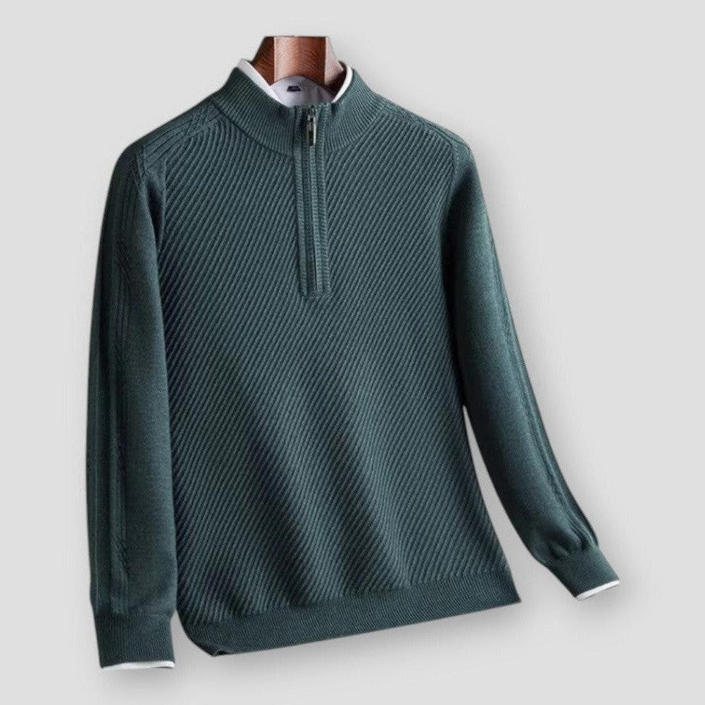 Ricky Men’s Quarter Zip Sweater – Acrylic Knit with Stylised Collar