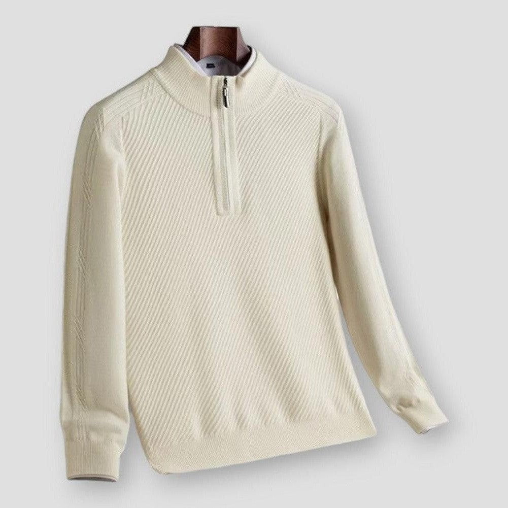 Ricky Men’s Quarter Zip Sweater – Acrylic Knit with Stylised Collar