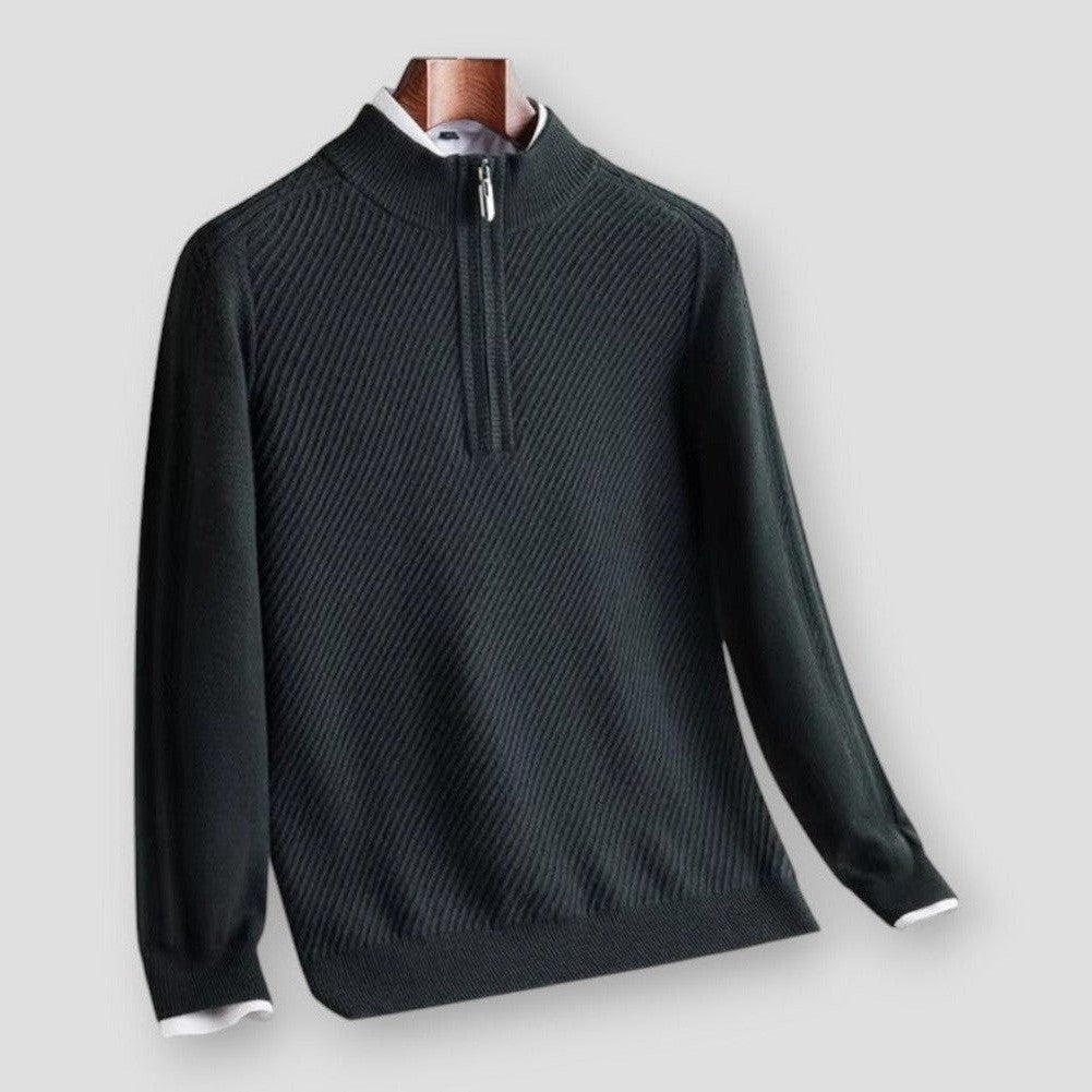 Ricky Men’s Quarter Zip Sweater – Acrylic Knit with Stylised Collar