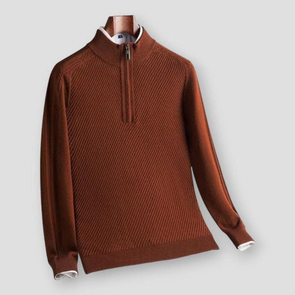 Ricky Men’s Quarter Zip Sweater – Acrylic Knit with Stylised Collar