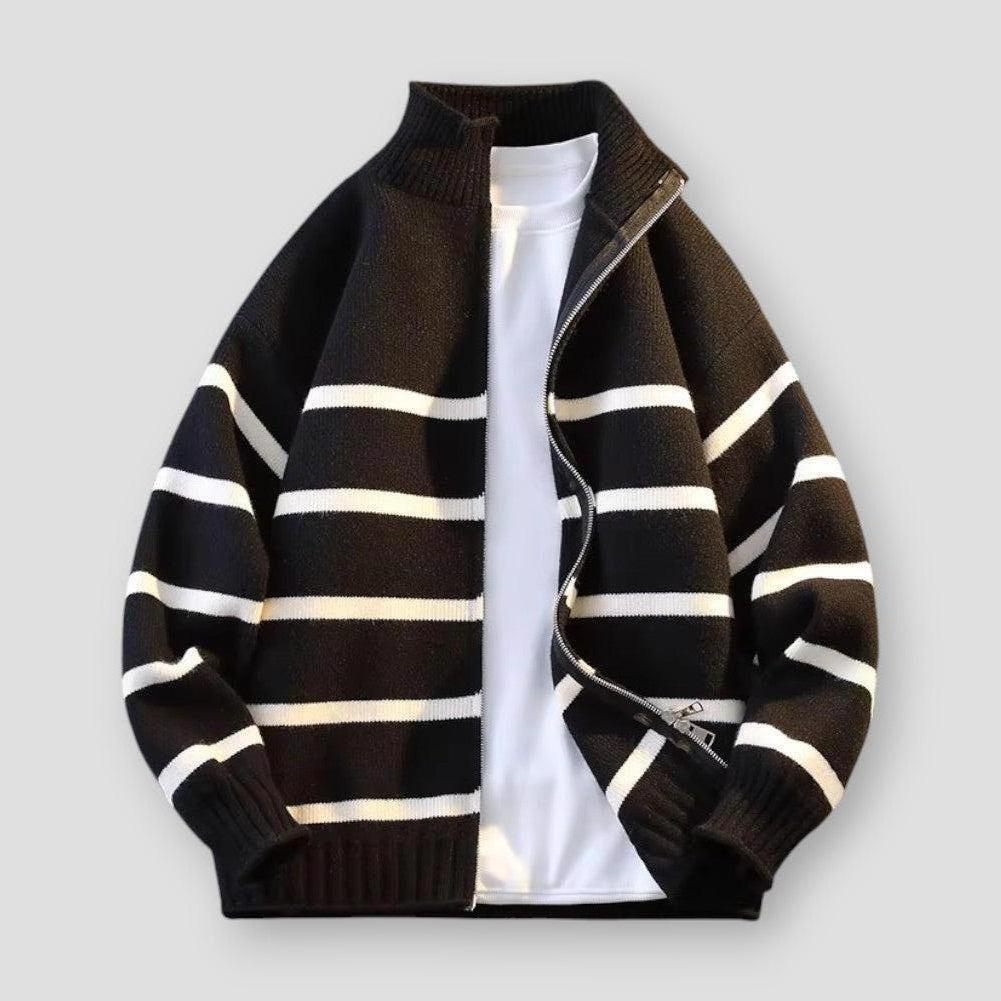 Daniel Zip-Up Cardigan – Textured Knit with Relaxed Fit