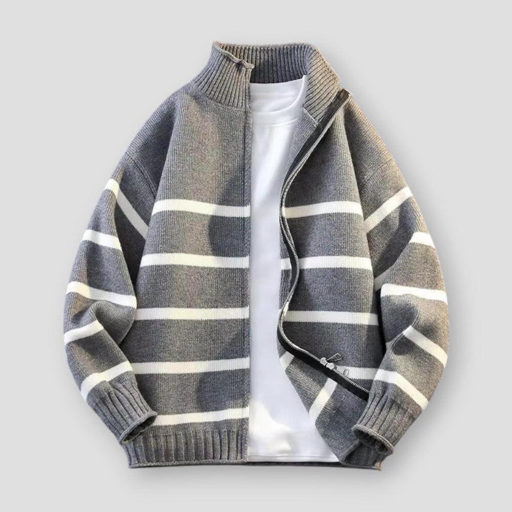 Daniel Zip-Up Cardigan – Textured Knit with Relaxed Fit