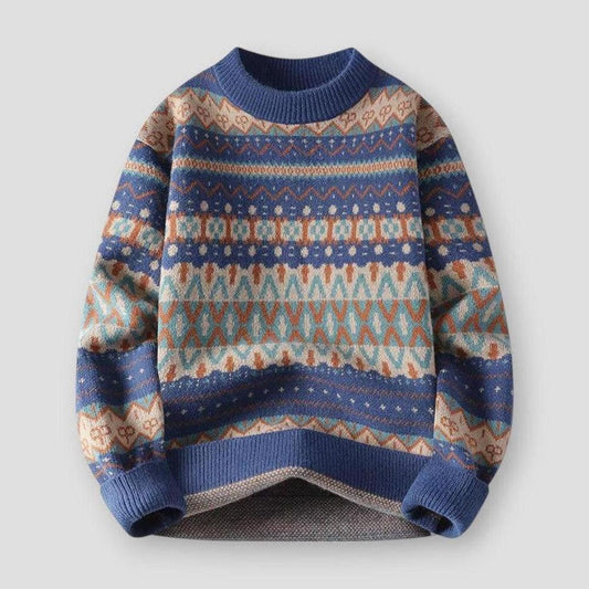 Andre Nordic Knit Sweater – Retro Patterned Pullover for Men in Soft Winter Knit