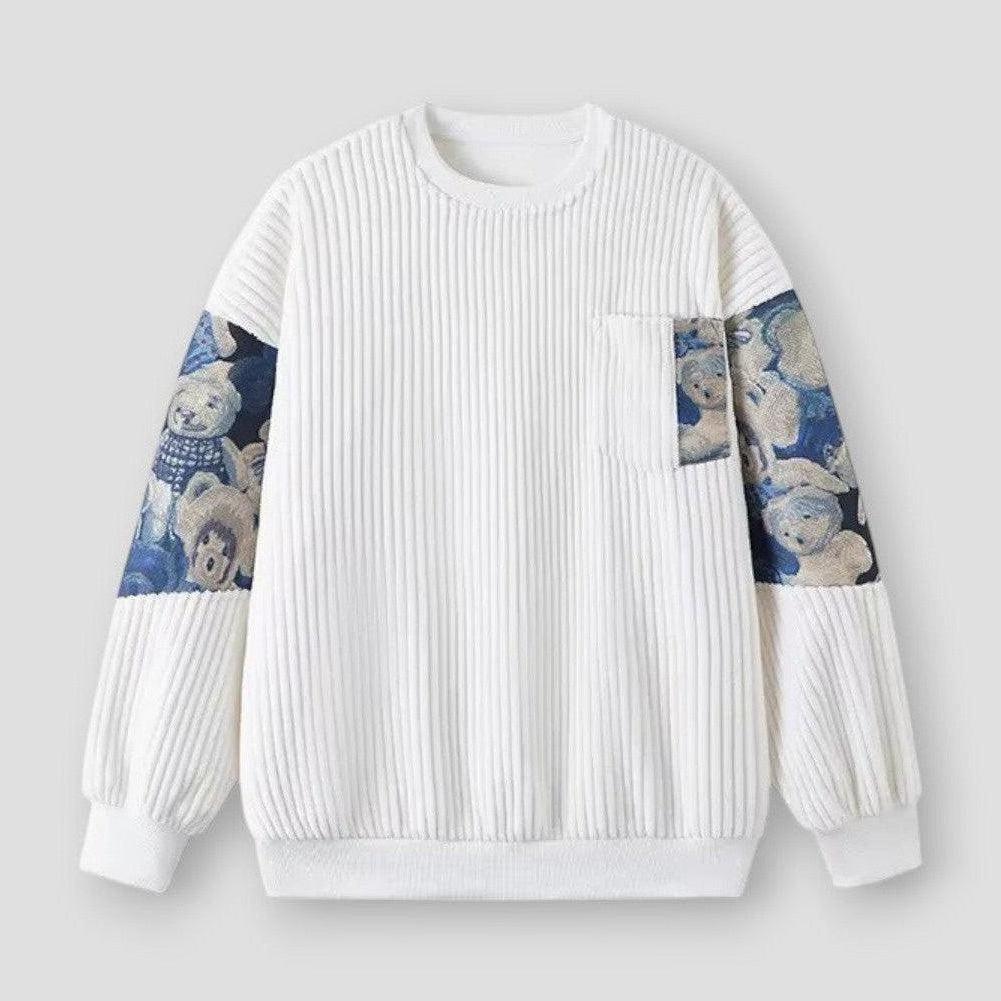 Liam Men’s Pullover Sweatshirt – Vintage Bear Embroidery in Soft Cotton Fleece