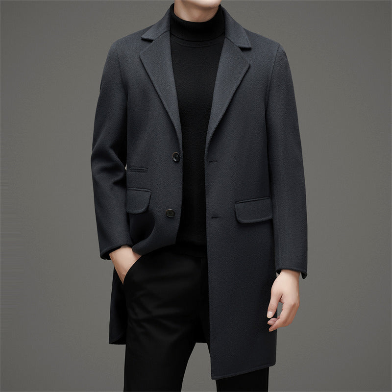Rémi Men’s Wool Overcoat – Slim Fit Peak Lapel Winter Coat