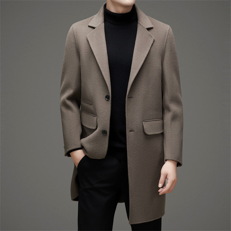 Rémi Men’s Wool Overcoat – Slim Fit Peak Lapel Winter Coat