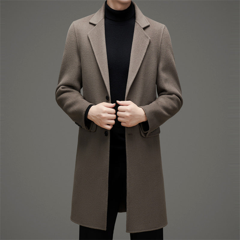 Rémi Men’s Wool Overcoat – Slim Fit Peak Lapel Winter Coat