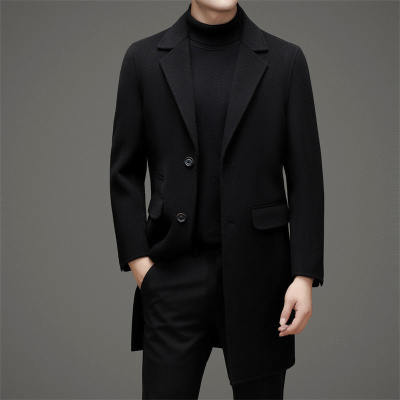 Rémi Men’s Wool Overcoat – Slim Fit Peak Lapel Winter Coat