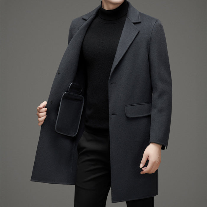 Rémi Men’s Wool Overcoat – Slim Fit Peak Lapel Winter Coat