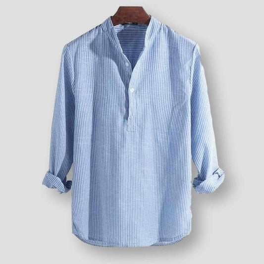 Marlon Men’s Striped Shirt – Cotton Blend Long Sleeve with Relaxed Fit