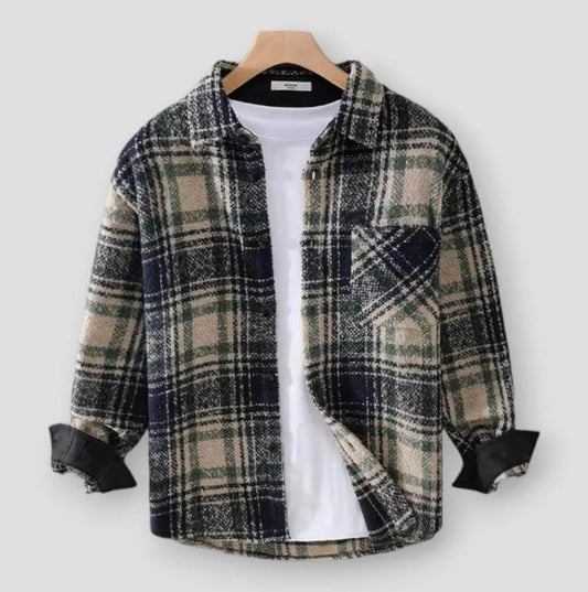 Victor Men’s Plaid Long Sleeve Shirt – Classic Button-Down with Chest Pocket