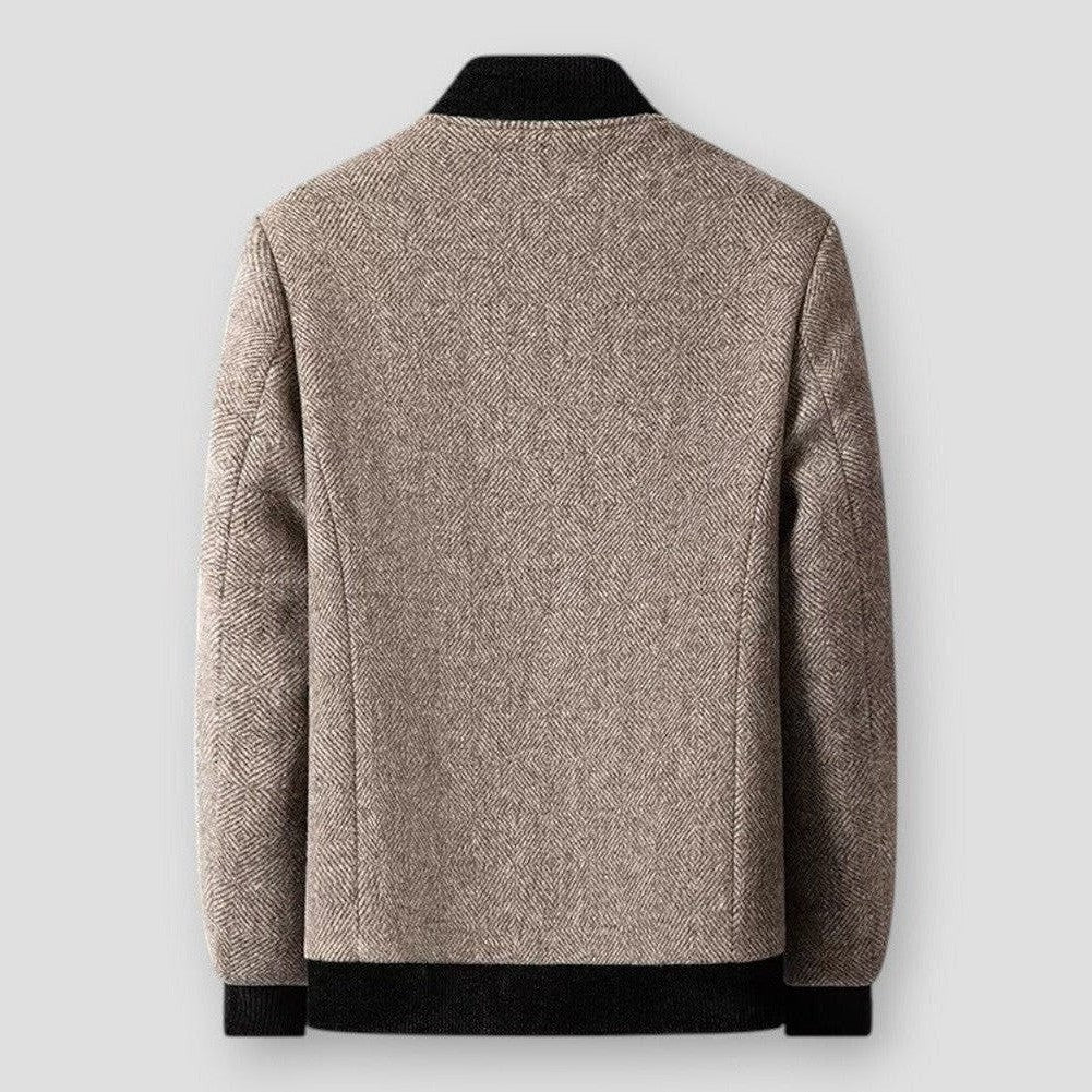 Henry Men’s Wool Jacket – Slim Fit Winter Coat with Stand Collar