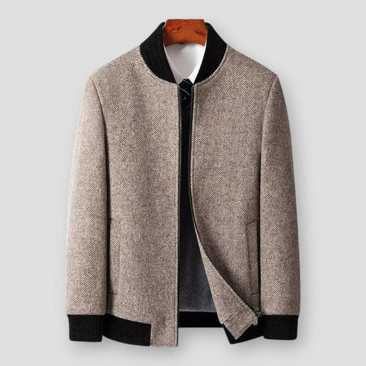 Henry Men’s Wool Jacket – Slim Fit Winter Coat with Stand Collar