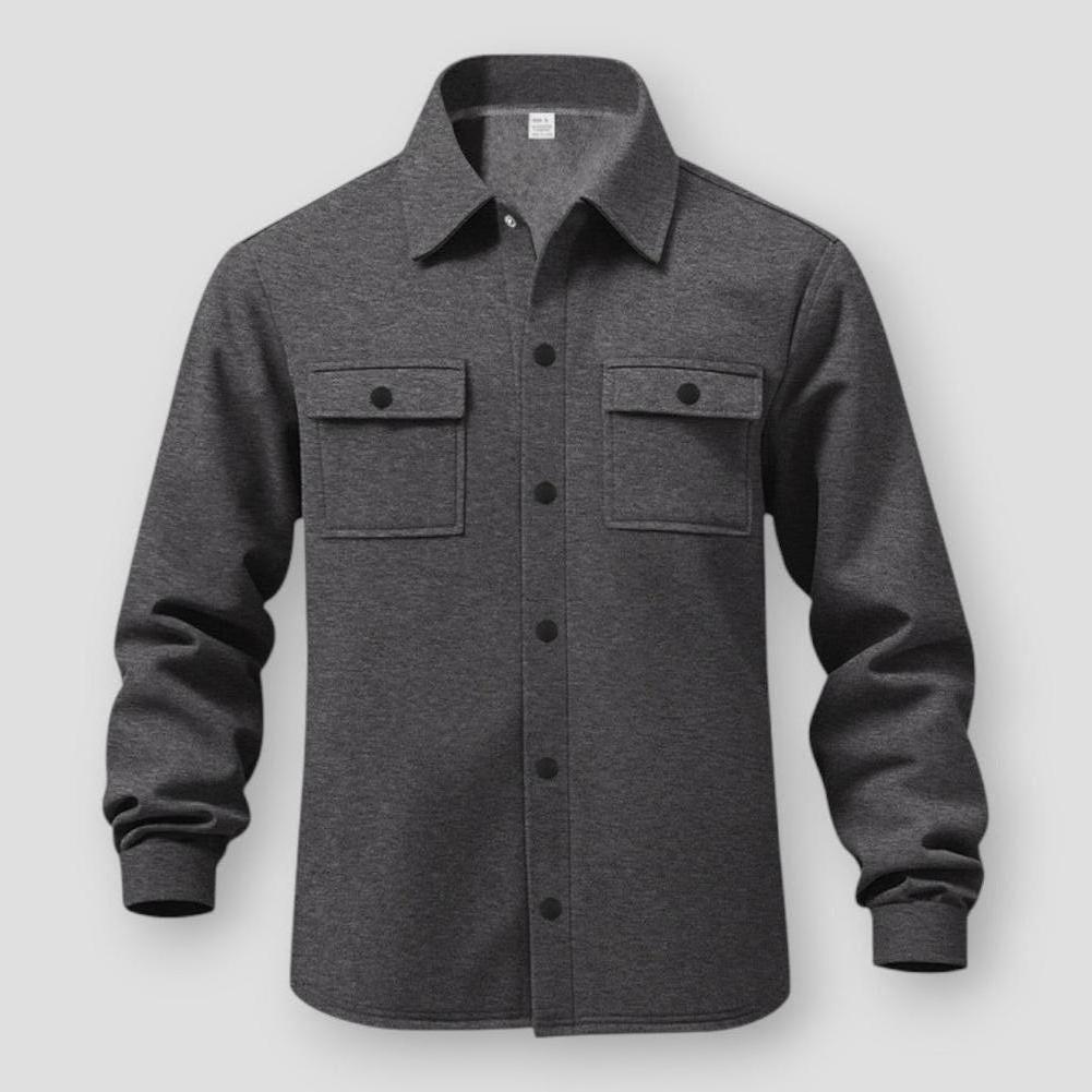 Archer Men’s Casual Jacket – Fleece Lined Polyester with Lapel and Multi-Pocket Design