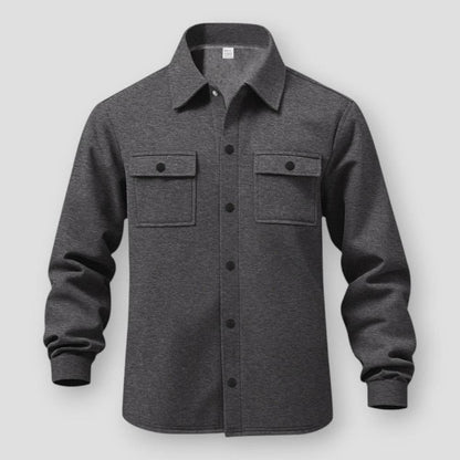 Archer Men’s Casual Jacket – Fleece Lined Polyester with Lapel and Multi-Pocket Design