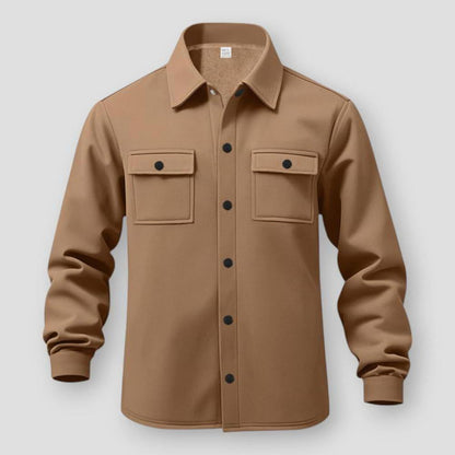 Archer Men’s Casual Jacket – Fleece Lined Polyester with Lapel and Multi-Pocket Design