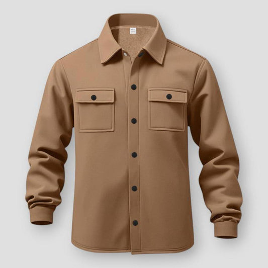 Archer Men’s Casual Jacket – Fleece Lined Polyester with Lapel and Multi-Pocket Design