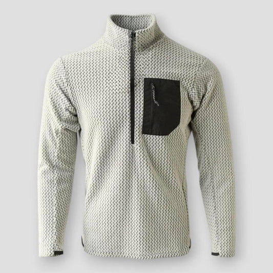 Axel Men’s Half Zip Sweater – Wave Textured Fleece with Chest Zip Pocket