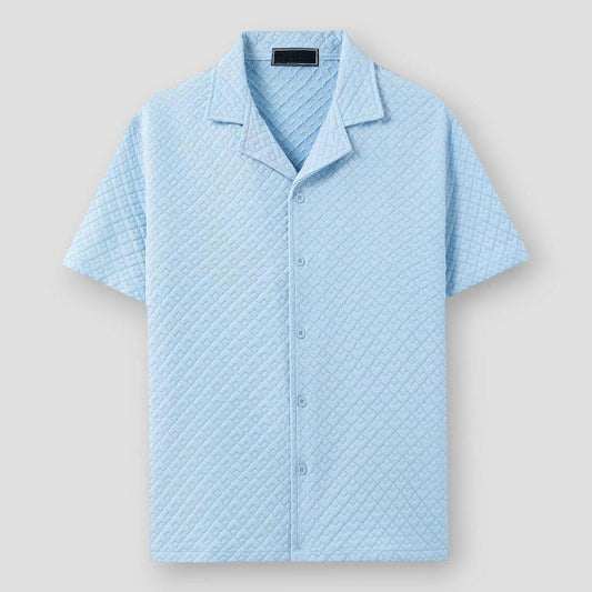 Dorian Men’s Cuban Collar Shirt – Textured Short Sleeve with Relaxed Fit for Summer