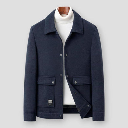 Camden Men’s Wool-Blend Short Winter Coat – Cashmere Feel with Thick Velvet Lining