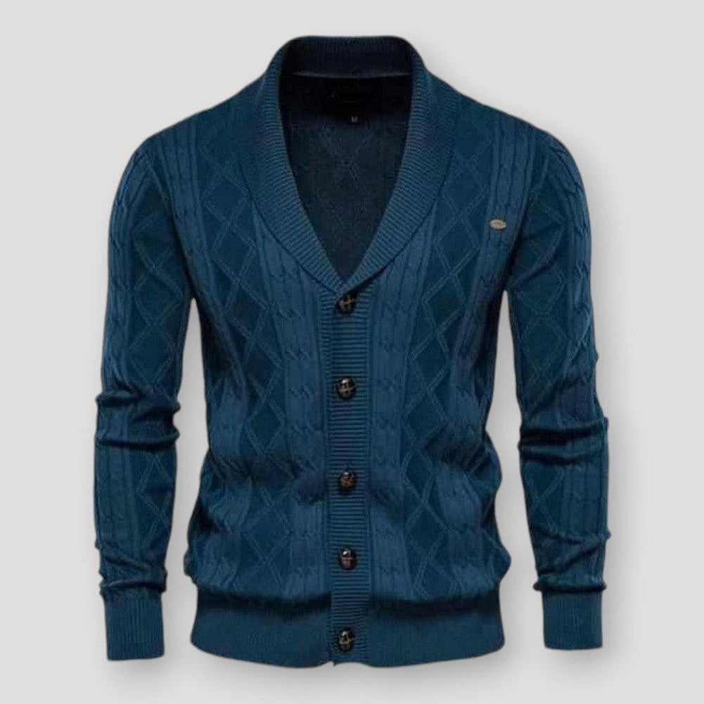 Harrison Men’s Wool Cardigan – V-Neck Thick Knit Cardigan