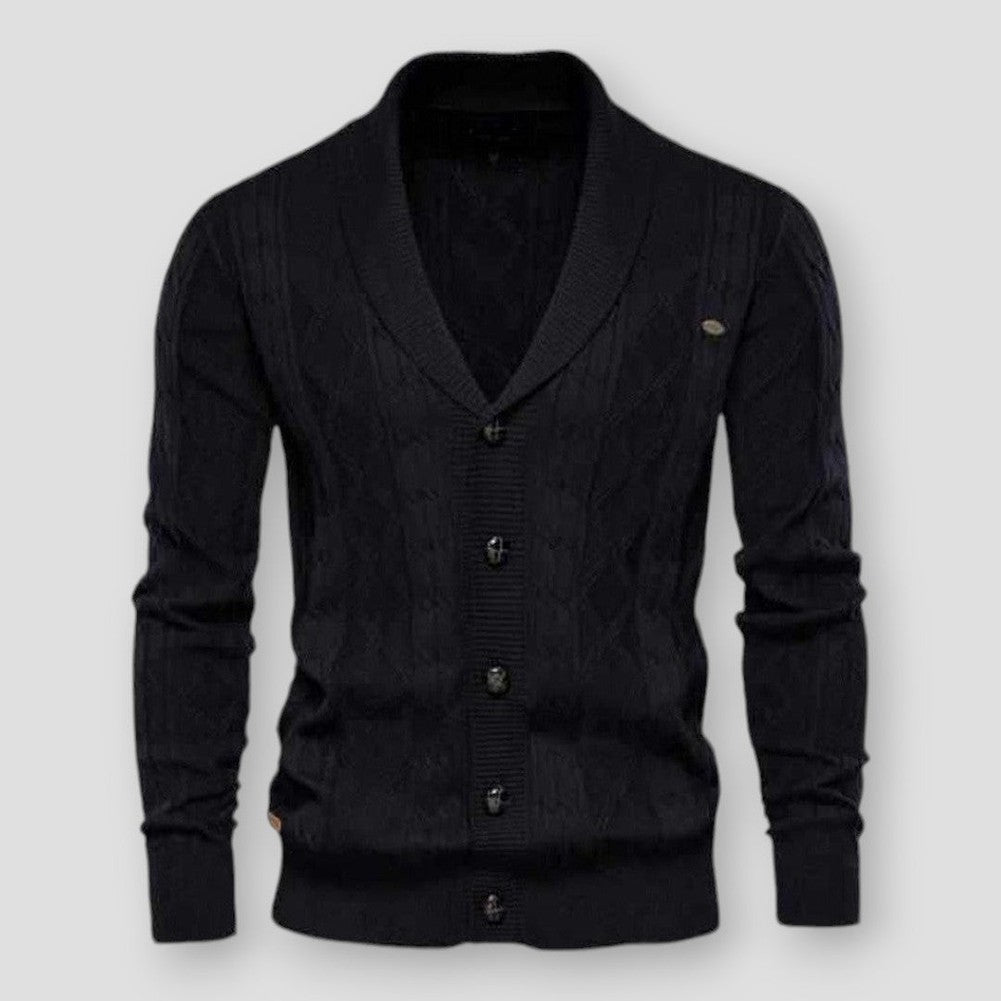 Harrison Men’s Wool Cardigan – V-Neck Thick Knit Cardigan