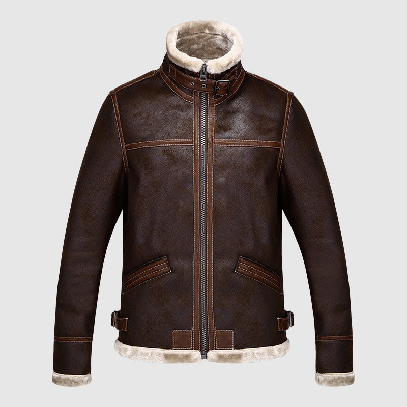 Maxime Men’s Leather Bomber Jacket – Shearling-Lined Aviator Jacket