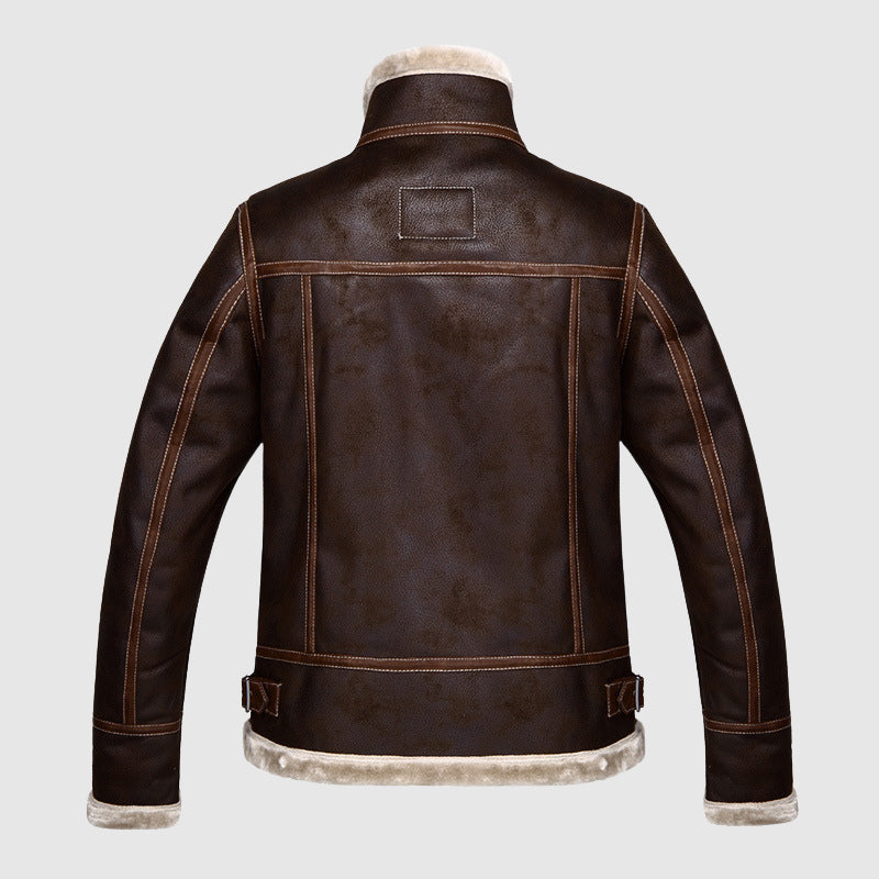Maxime Men’s Leather Bomber Jacket – Shearling-Lined Aviator Jacket