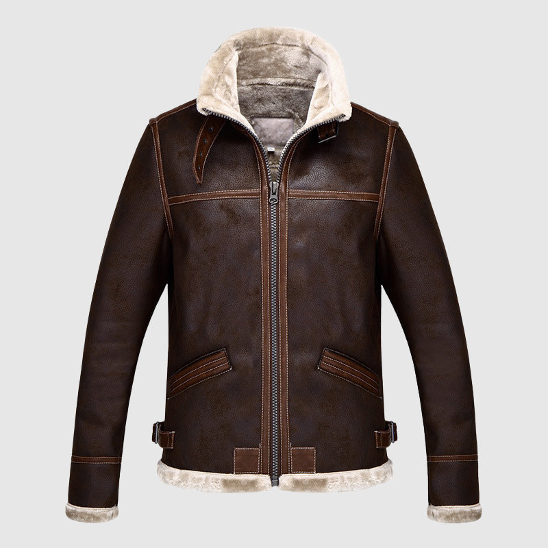 Maxime Men’s Leather Bomber Jacket – Shearling-Lined Aviator Jacket
