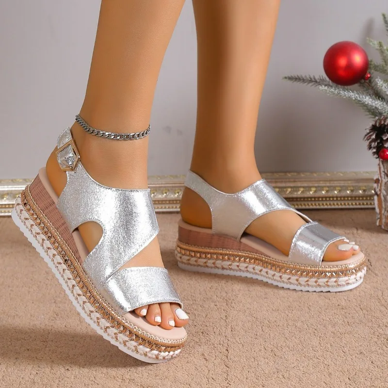 Clara Women’s Platform Sandals – PU Leather with Cushioned Comfort